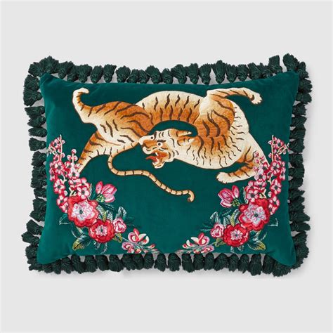 gucci tiger cushion|luxury teal cushions.